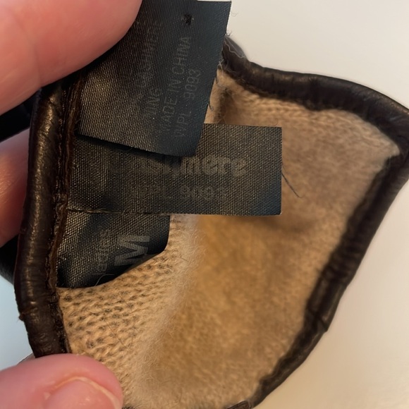 Leather Cashmere Lined Gloves Etienne Aigner Rich Brown size Medium - Picture 3 of 3